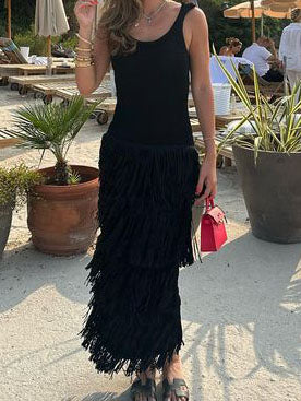 Tiered Fringe Maxi Dress