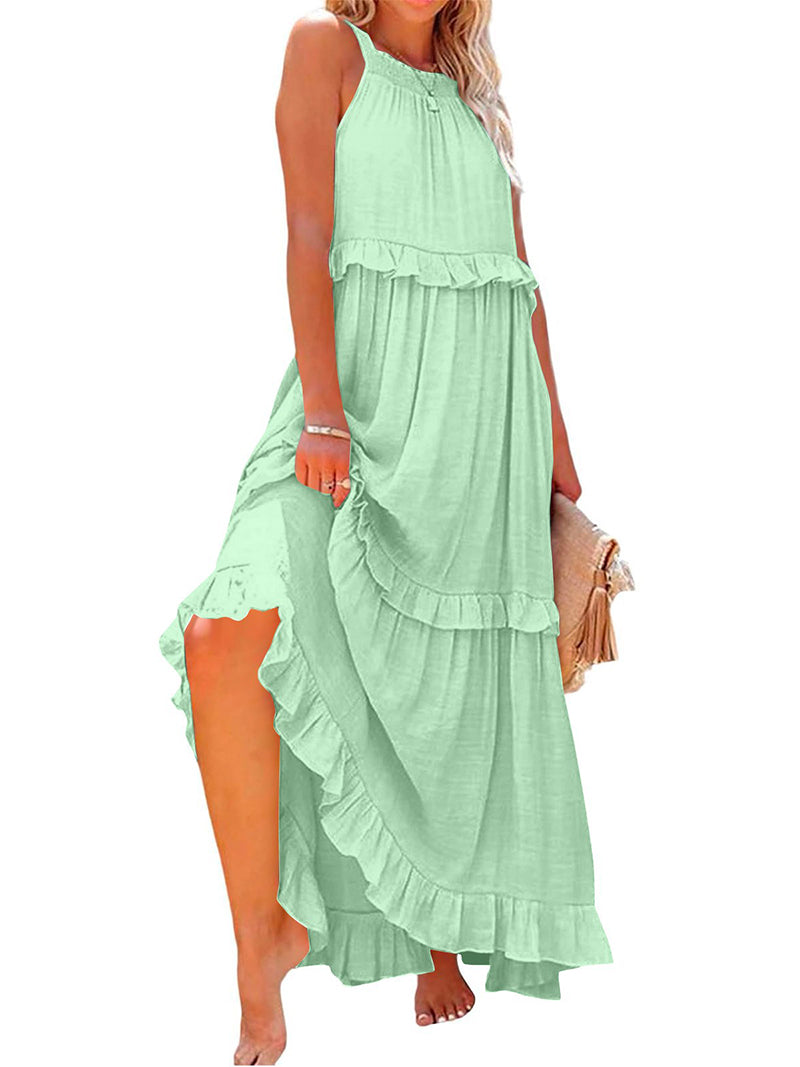 Ruffled Sleeveless Maxi Dress