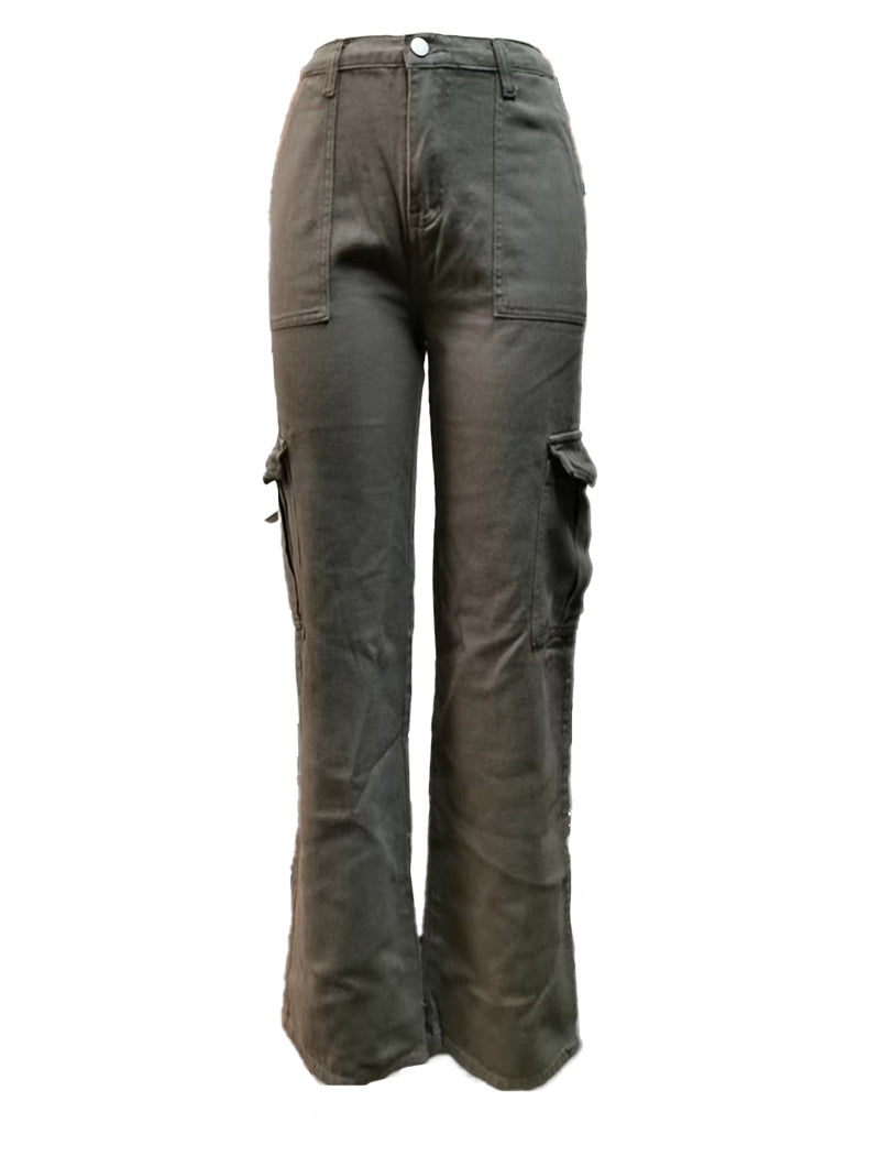 Denim Semi-Elastic Cargo Pants