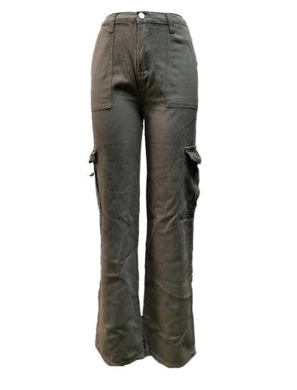 Denim Semi-Elastic Cargo Pants