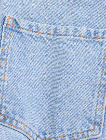 Collared Short Sleeve Denim Romper