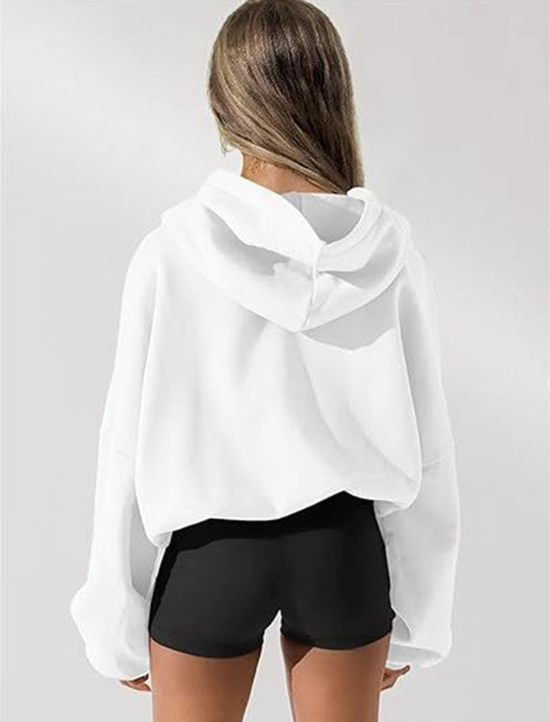 Cropped Hoodie with Zip Front