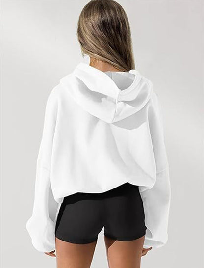 Cropped Hoodie with Zip Front