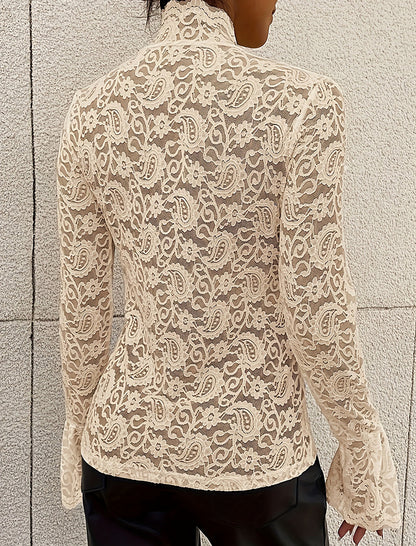 Elegant Lace Bell Sleeve Blouse