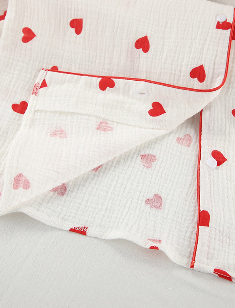 Heart Print Long Sleeve Three-Piece Set