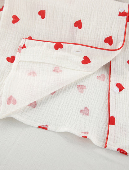 Heart Print Long Sleeve Three-Piece Set