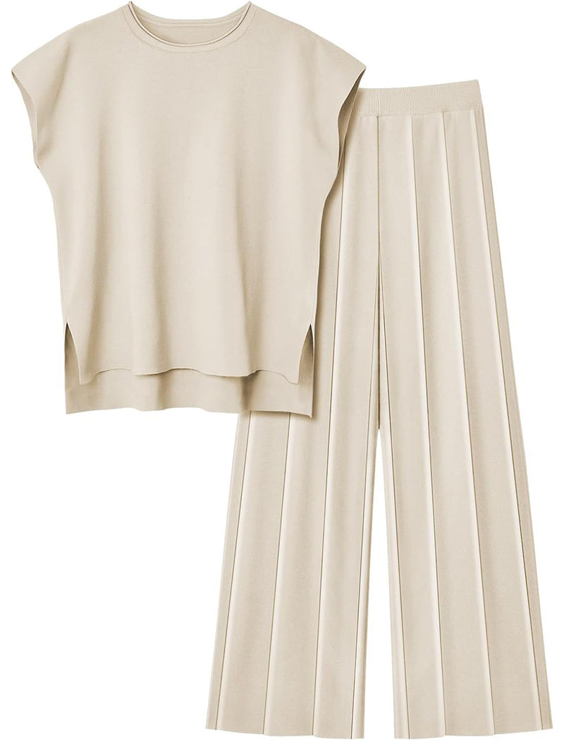 Sleeveless Top and Wide-Leg Pants Set