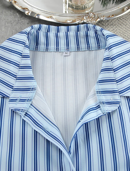 Striped Lounge Set with Wide-Leg Pants