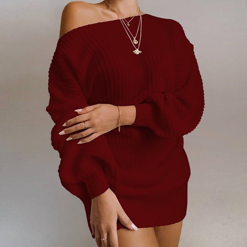 Oversized Off-Shoulder Sweater Dress