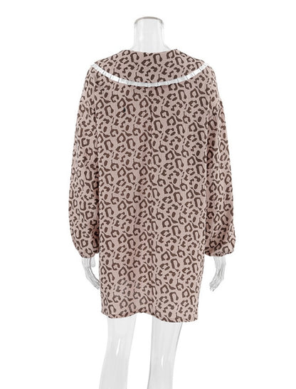 Leopard Print Collar Mini Dress