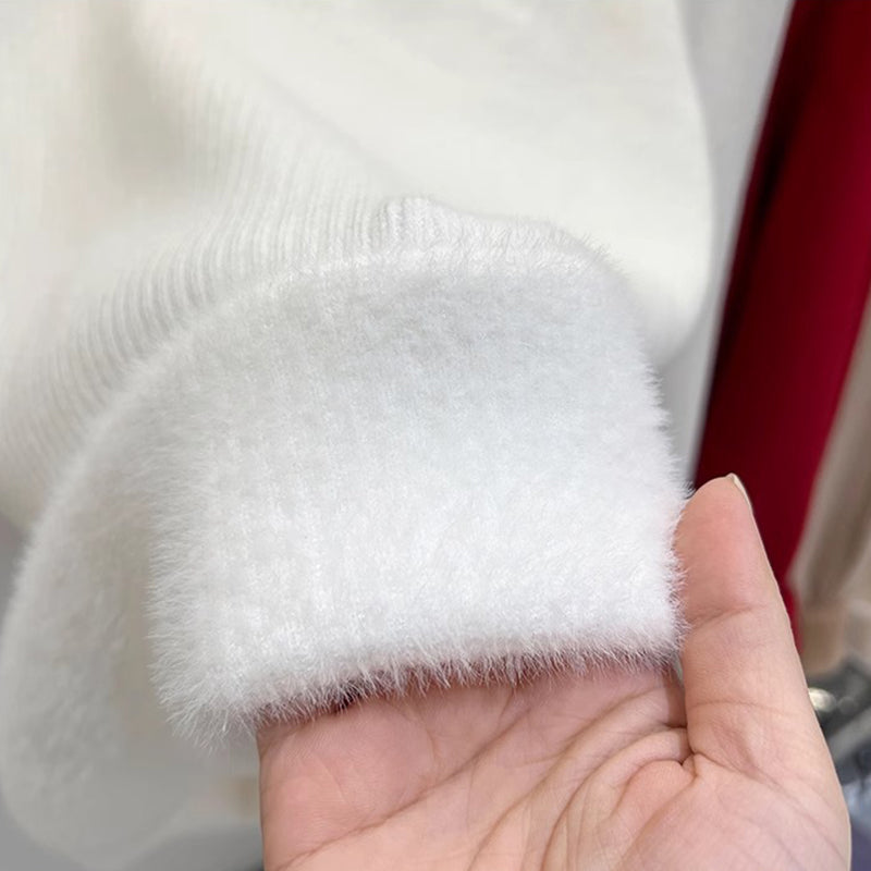 Fleece-Lined Mock Neck Cutout Sweater