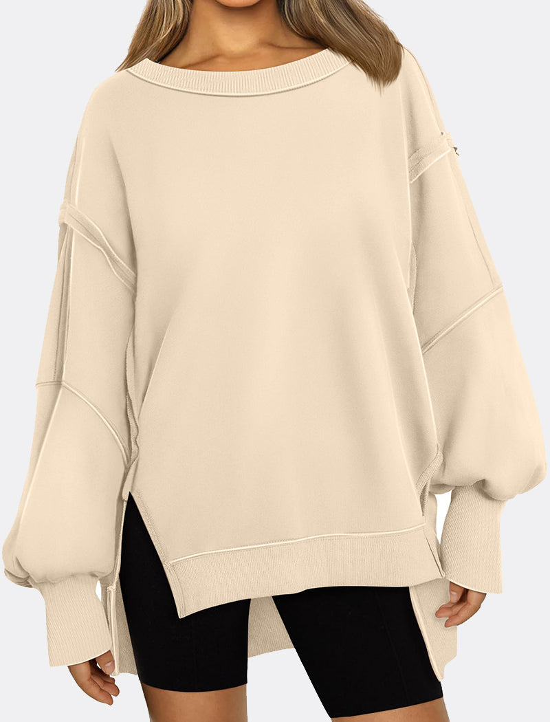 Oversized Long-Sleeve Split-Hem Top