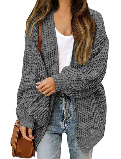Lantern Sleeve Knit Cardigan