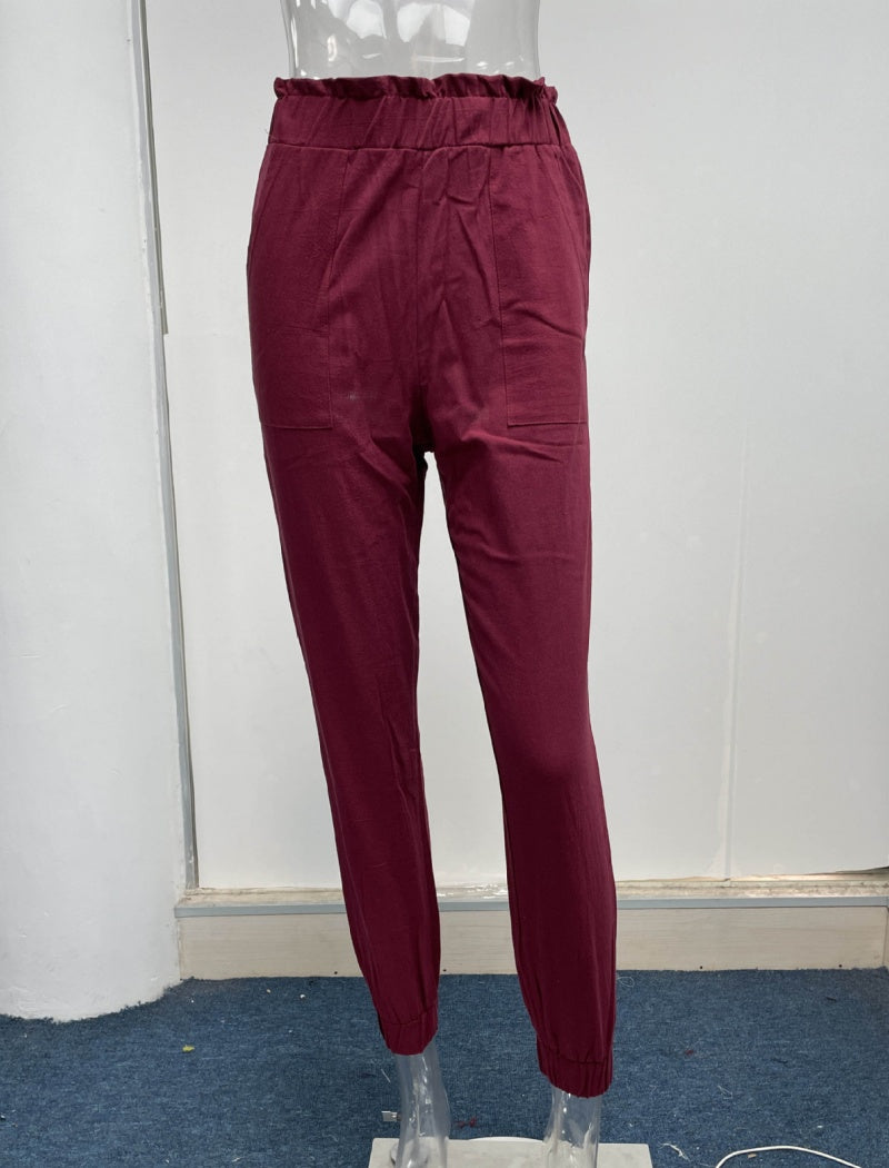 High-Waisted Drawstring Jogger Pants