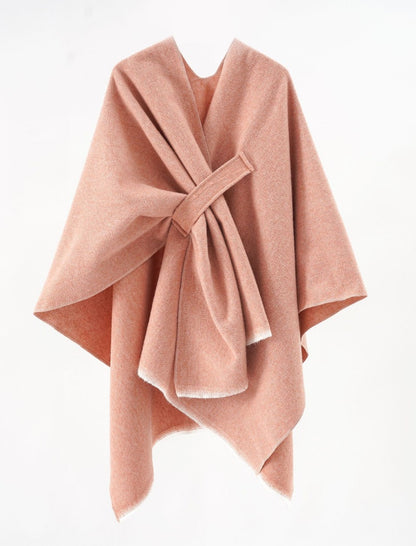 Two-Tone Oversized Shawl with Contrast Trim