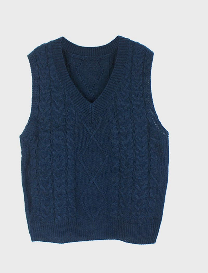 Chunky Knit V-Neck Sweater Vest