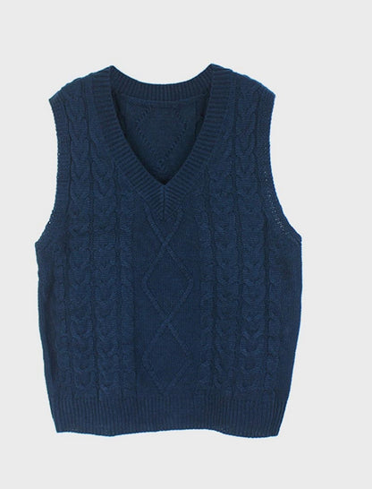 Chunky Knit V-Neck Sweater Vest