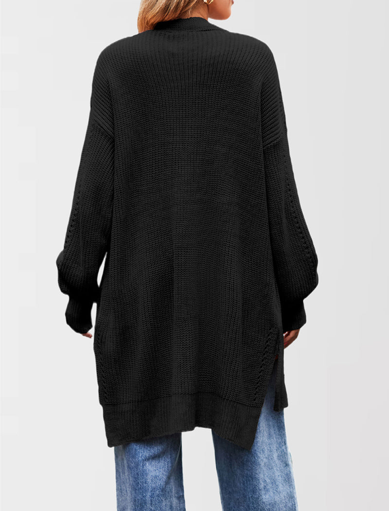 Longline Knit Cardigan with Open Front