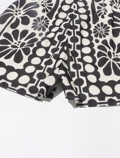 Floral Print Romper with Waist Tie