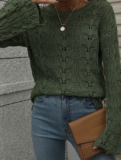 Crochet Knit Long-Sleeve Top