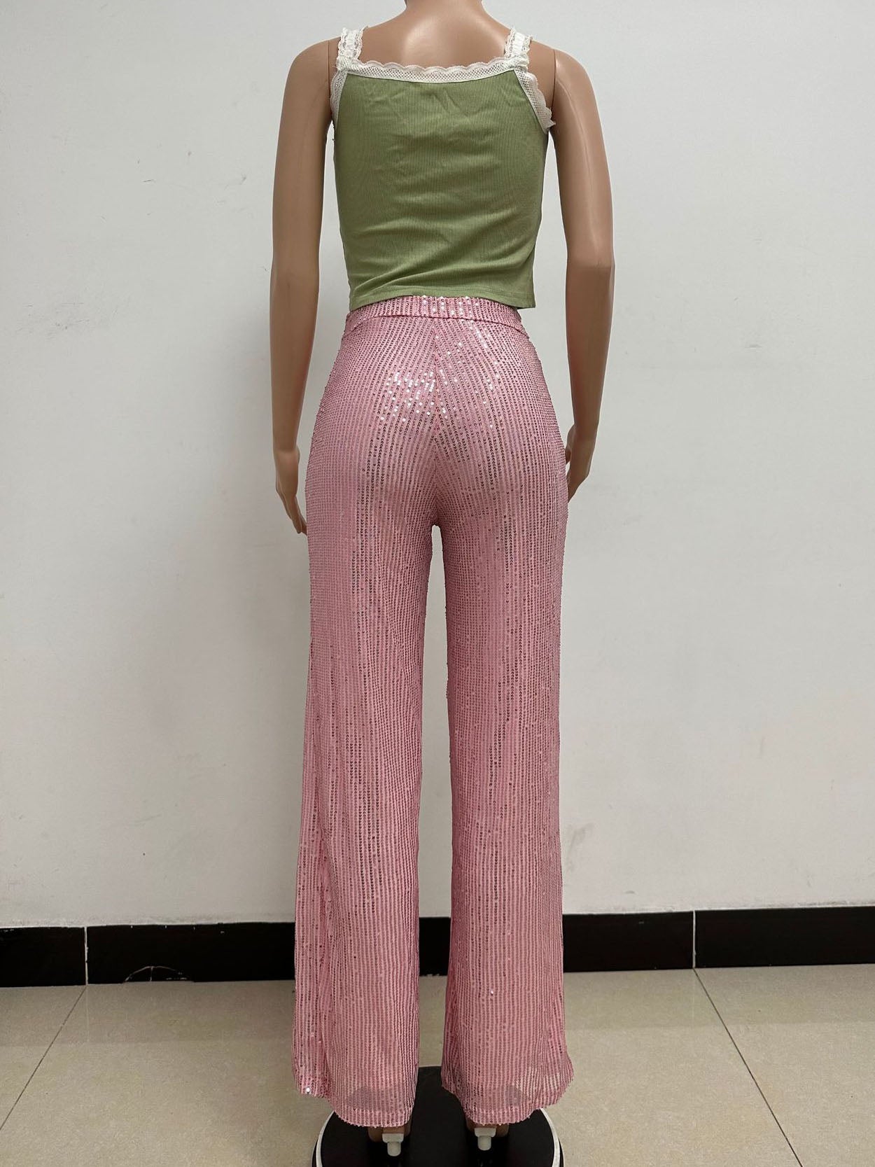 High-Waist Sequin Pants