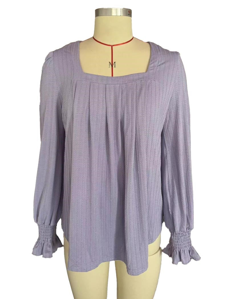 Square Neck Long-Sleeve Blouse