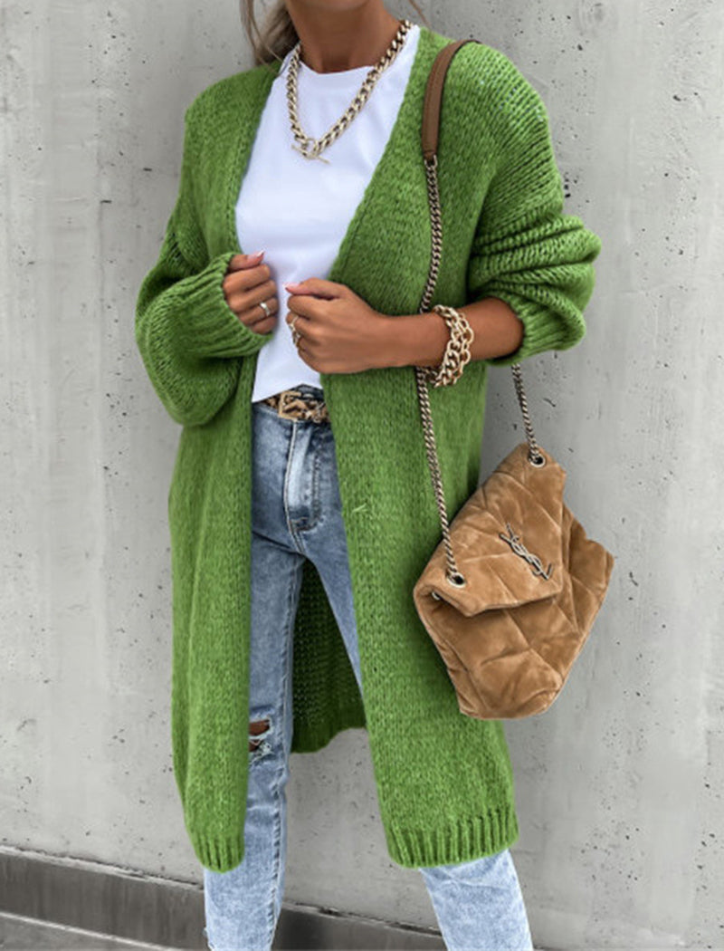 Solid Long-Sleeve Knit Cardigan