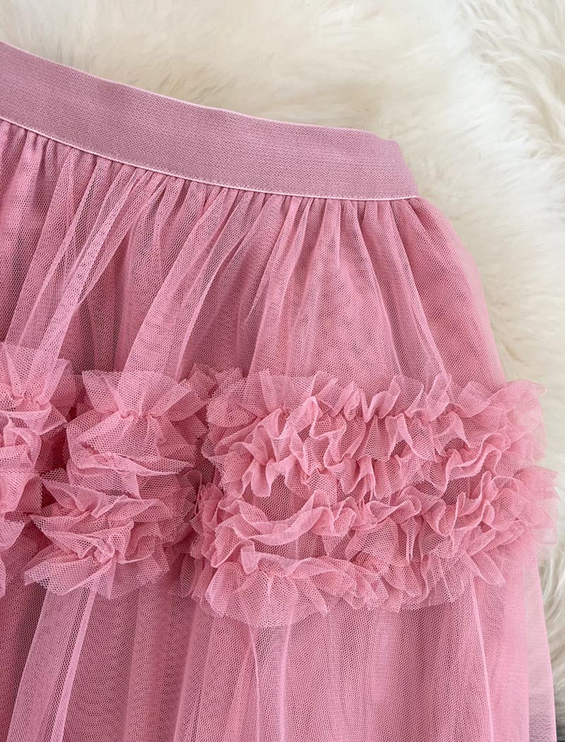 Layered Ruffle Mesh Skirt