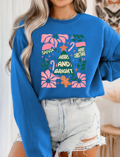 Vintage Print Crew Neck Long Sleeve Top