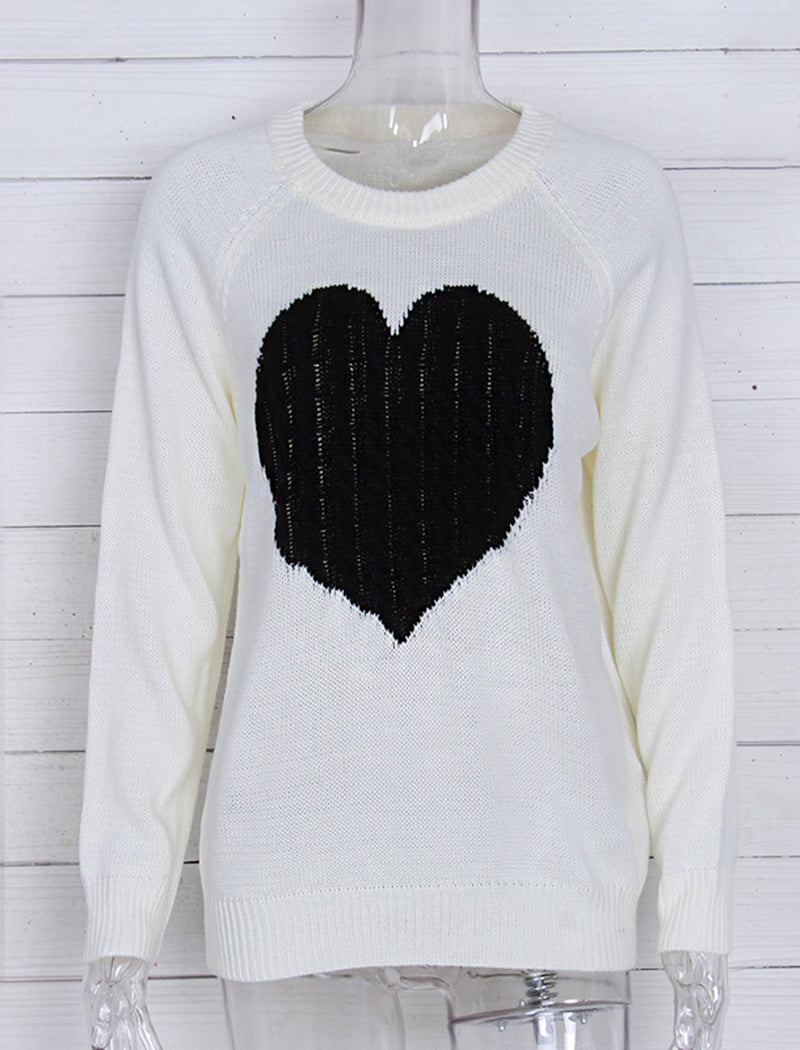 Knit Sweater with Heart Pattern