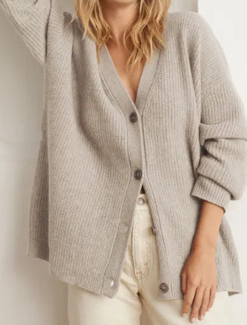 Cozy Button-Up Cardigan with Drop Shoulders