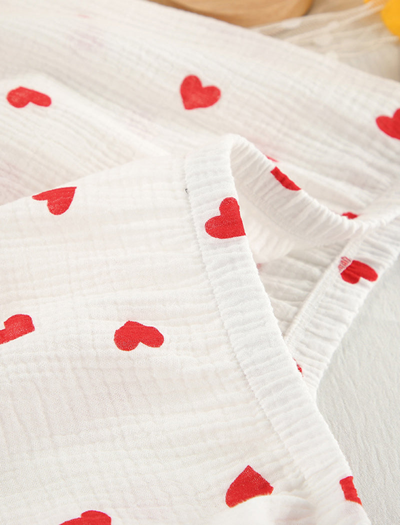 Heart Print Long Sleeve Three-Piece Set