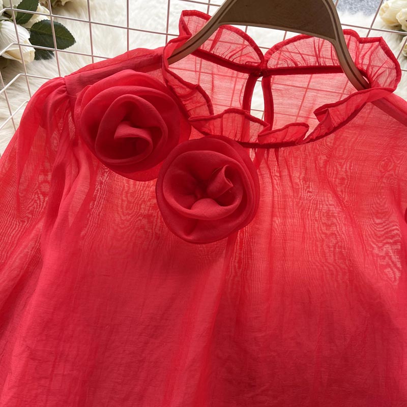 Floral Puff Sleeve Chiffon Blouse