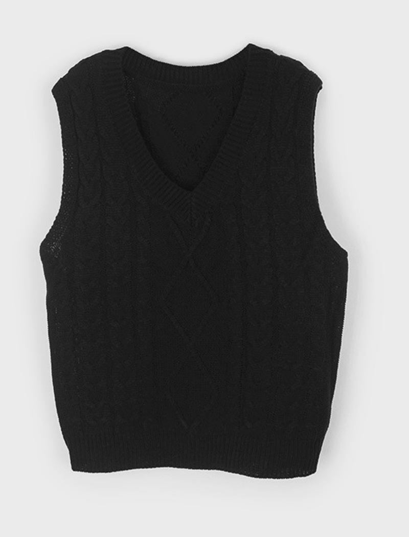 Chunky Knit V-Neck Sweater Vest