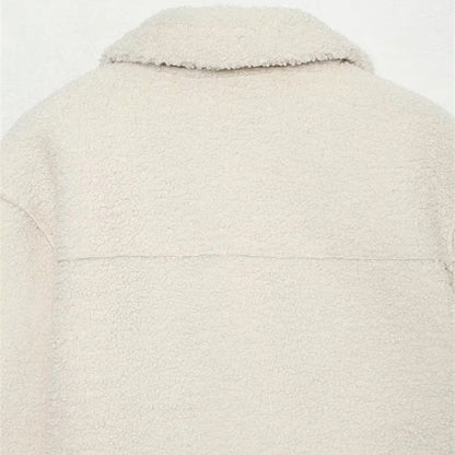 Sherpa Cropped Jacket with Flap Pockets