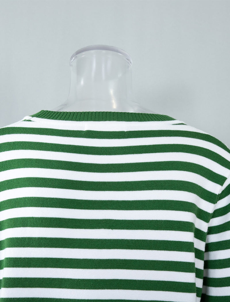 Crewneck Striped Knit Pullover