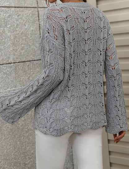 Crochet Knit Long-Sleeve Top