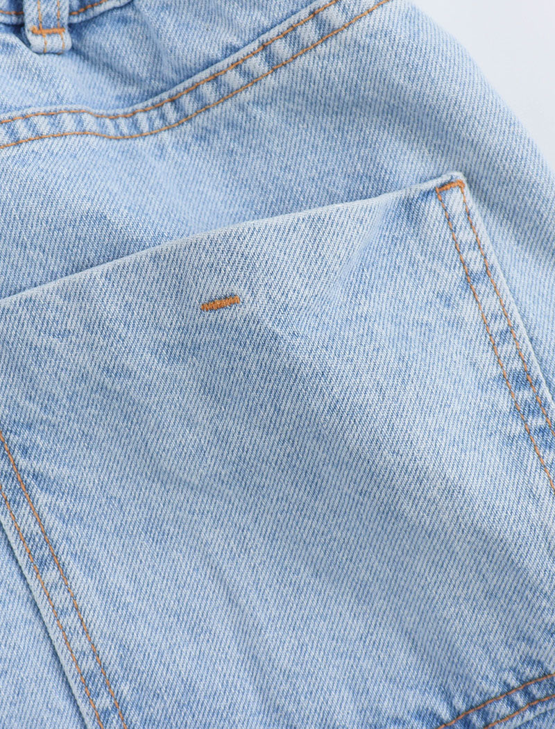 Collared Short Sleeve Denim Romper