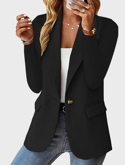 Notched Single-Button Blazer