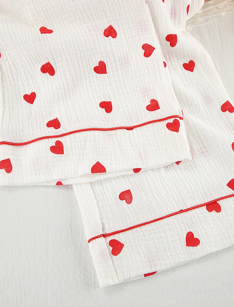 Heart Print Long Sleeve Three-Piece Set