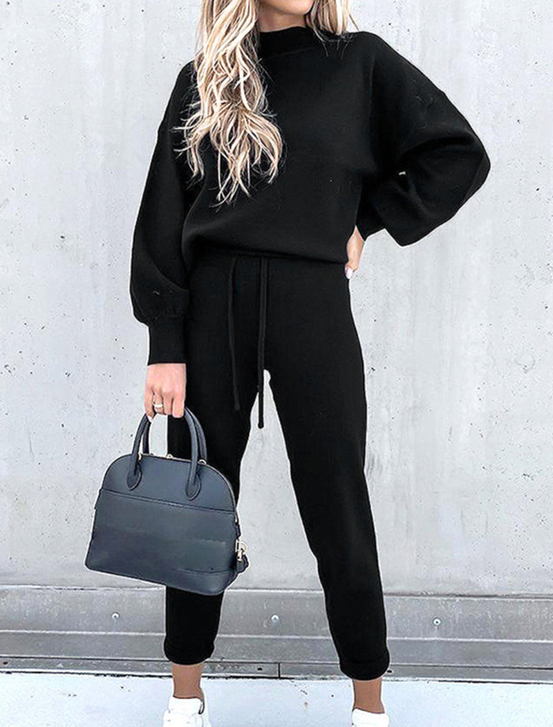 Long Sleeve Top and Elastic Waist Pants Set