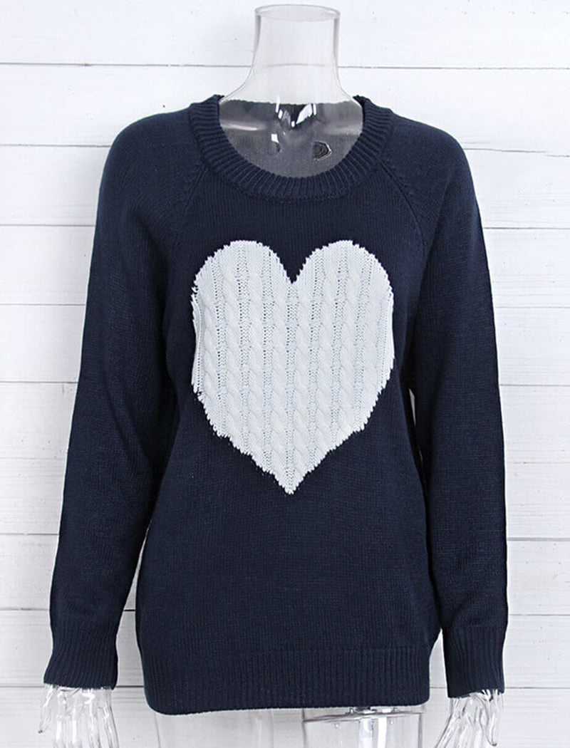 Knit Sweater with Heart Pattern