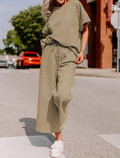 Relaxed Two-Piece Drawstring Pants Set