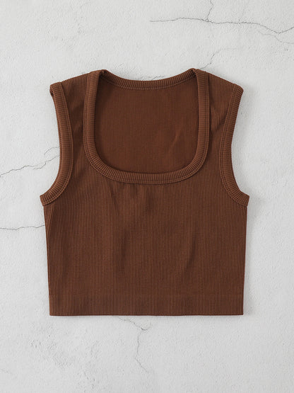 Ribbed Square-Neck Crop Top