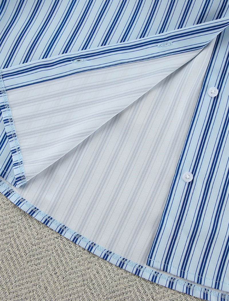 Striped Lounge Set with Wide-Leg Pants