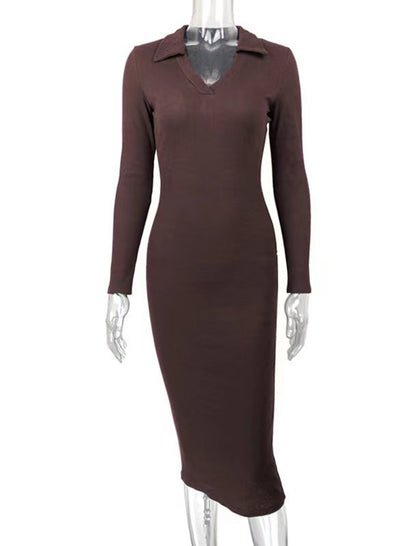 Fitted Ribbed Knit Midi Dress