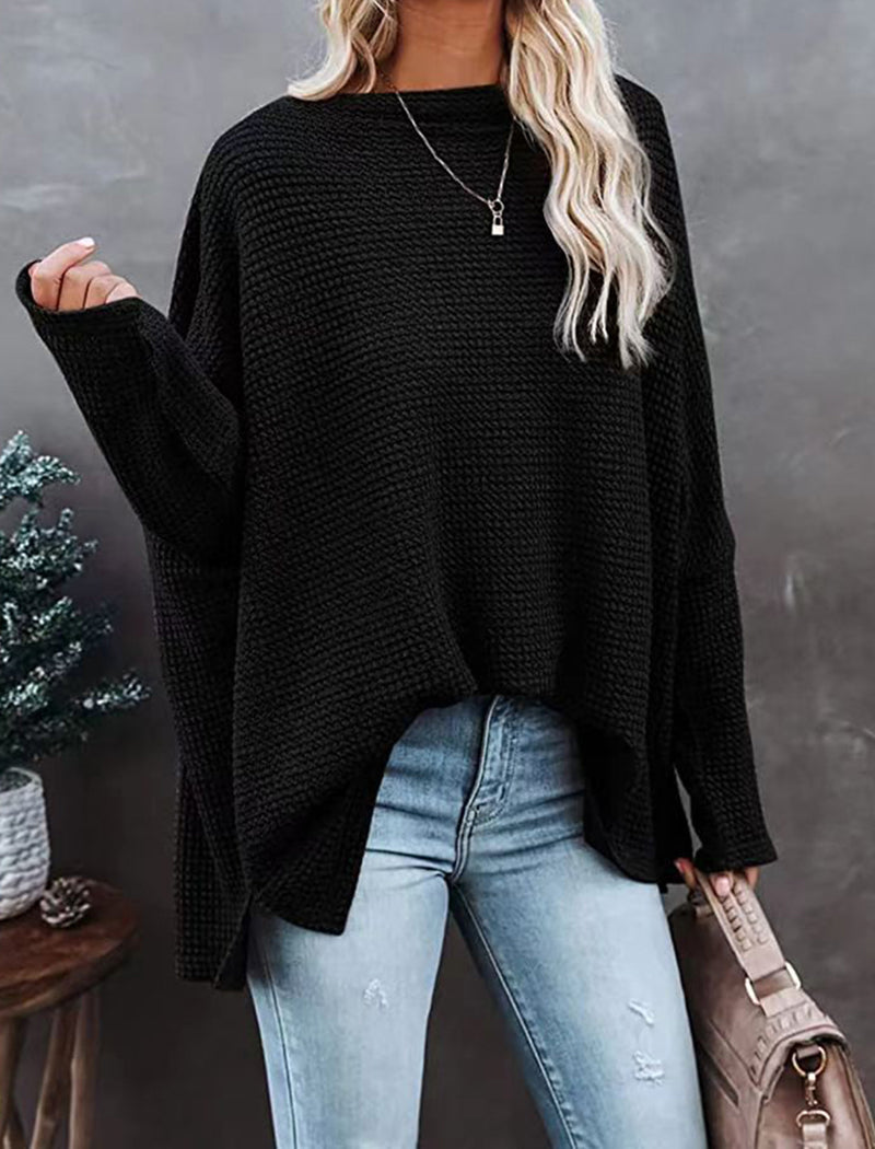 Knitted Waffle-Pattern Off-Shoulder Top