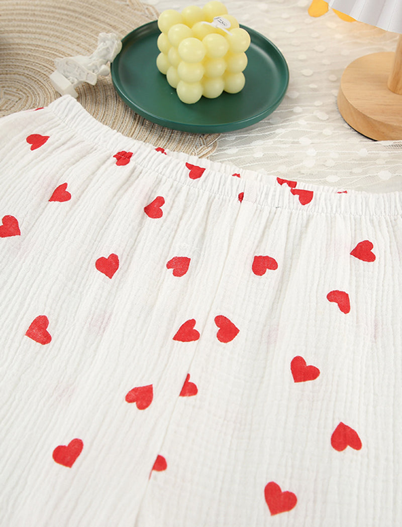 Heart Print Long Sleeve Three-Piece Set