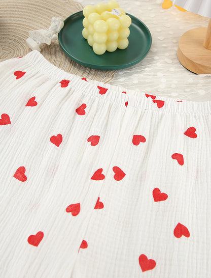 Heart Print Long Sleeve Three-Piece Set