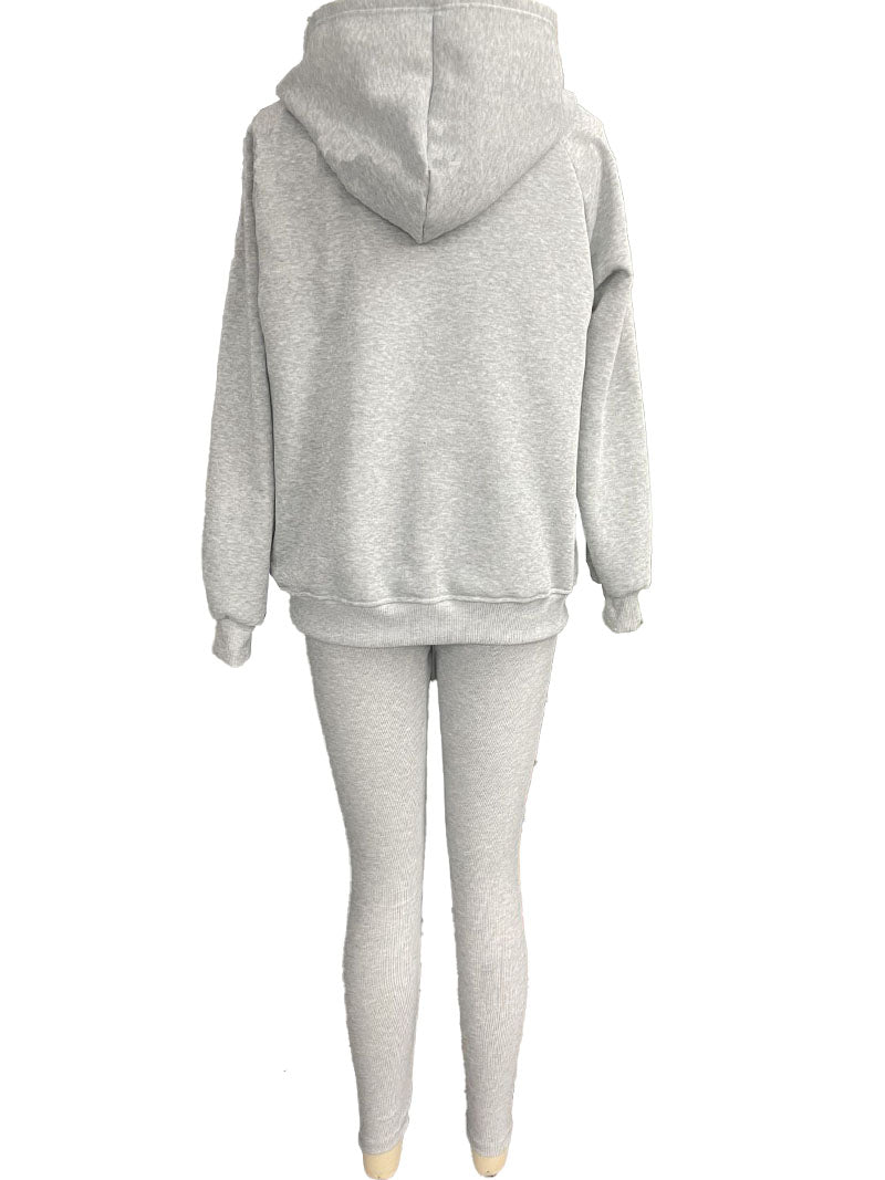 Buttoned Hoodie and Tank and Leggings Set